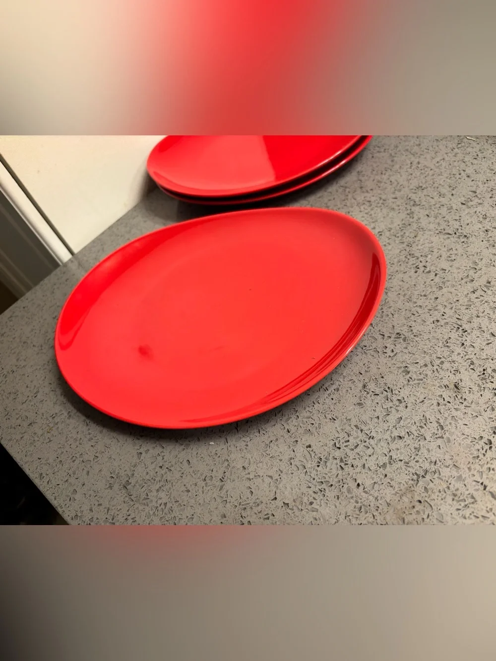 Sweese Red Porcelain Plates Vibrant Red - Set of 3